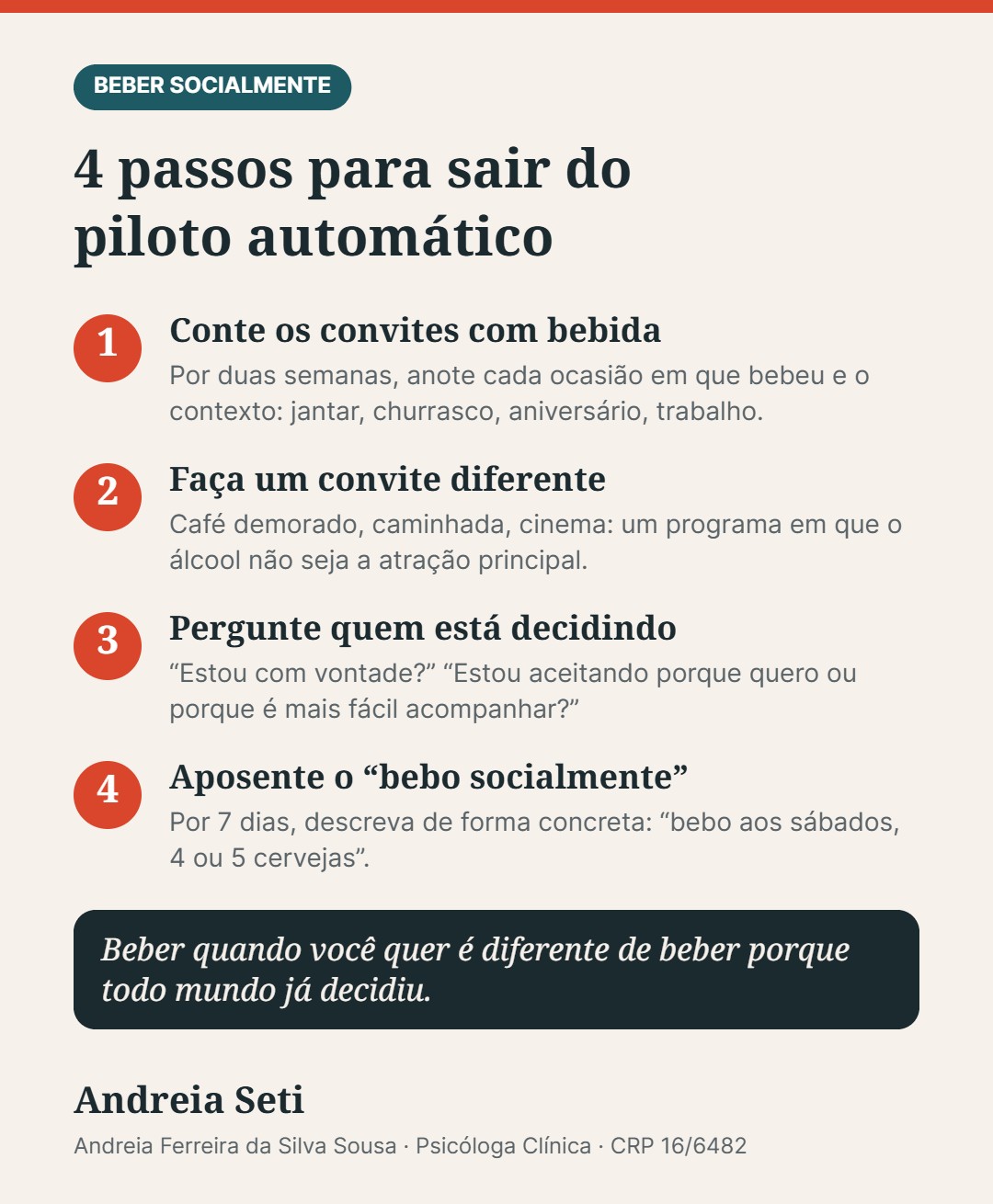 Infográfico: 4 passos para sair do piloto automático do beber socialmente