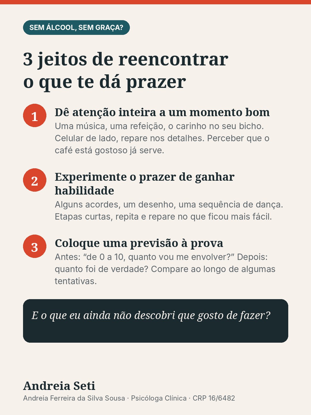 Infográfico: 3 jeitos de reencontrar o que te dá prazer sem álcool