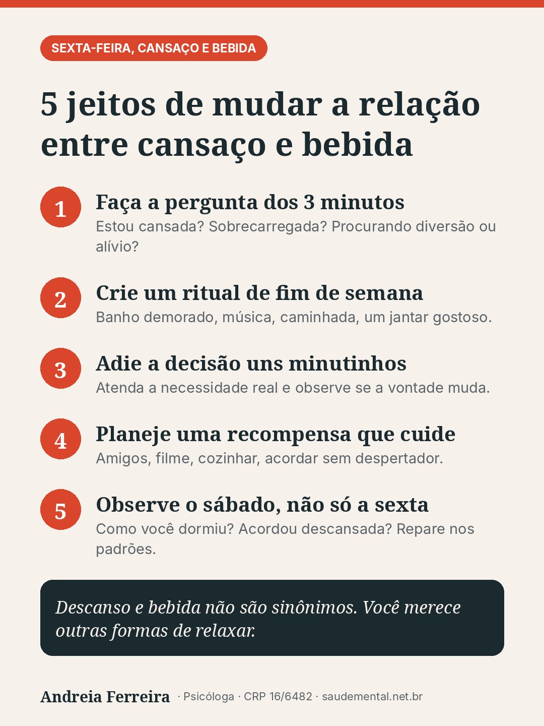 Infográfico: 5 jeitos de mudar a relação entre cansaço e bebida